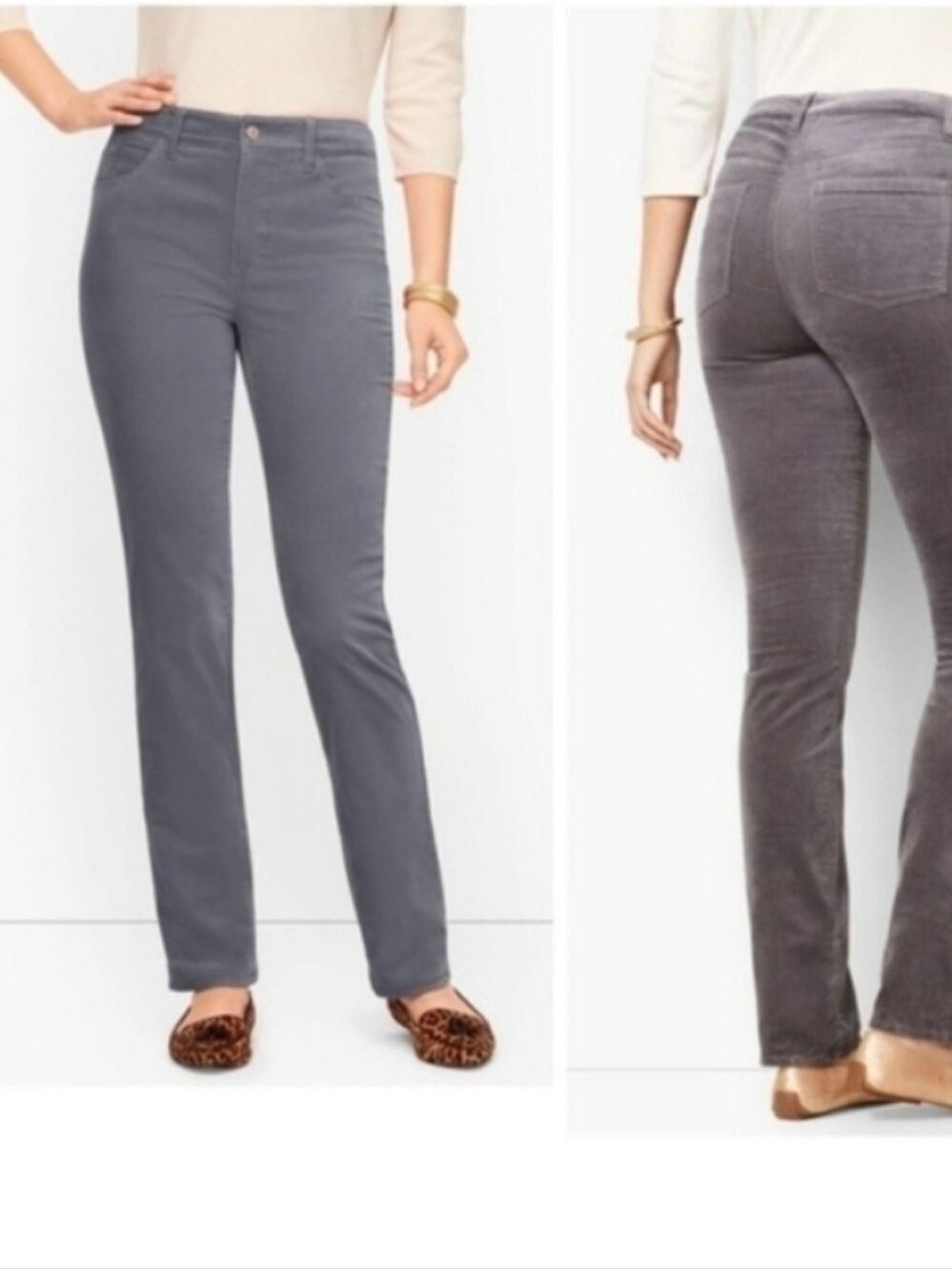 Talbots Gray Velveteen High Rise Pants Size 6